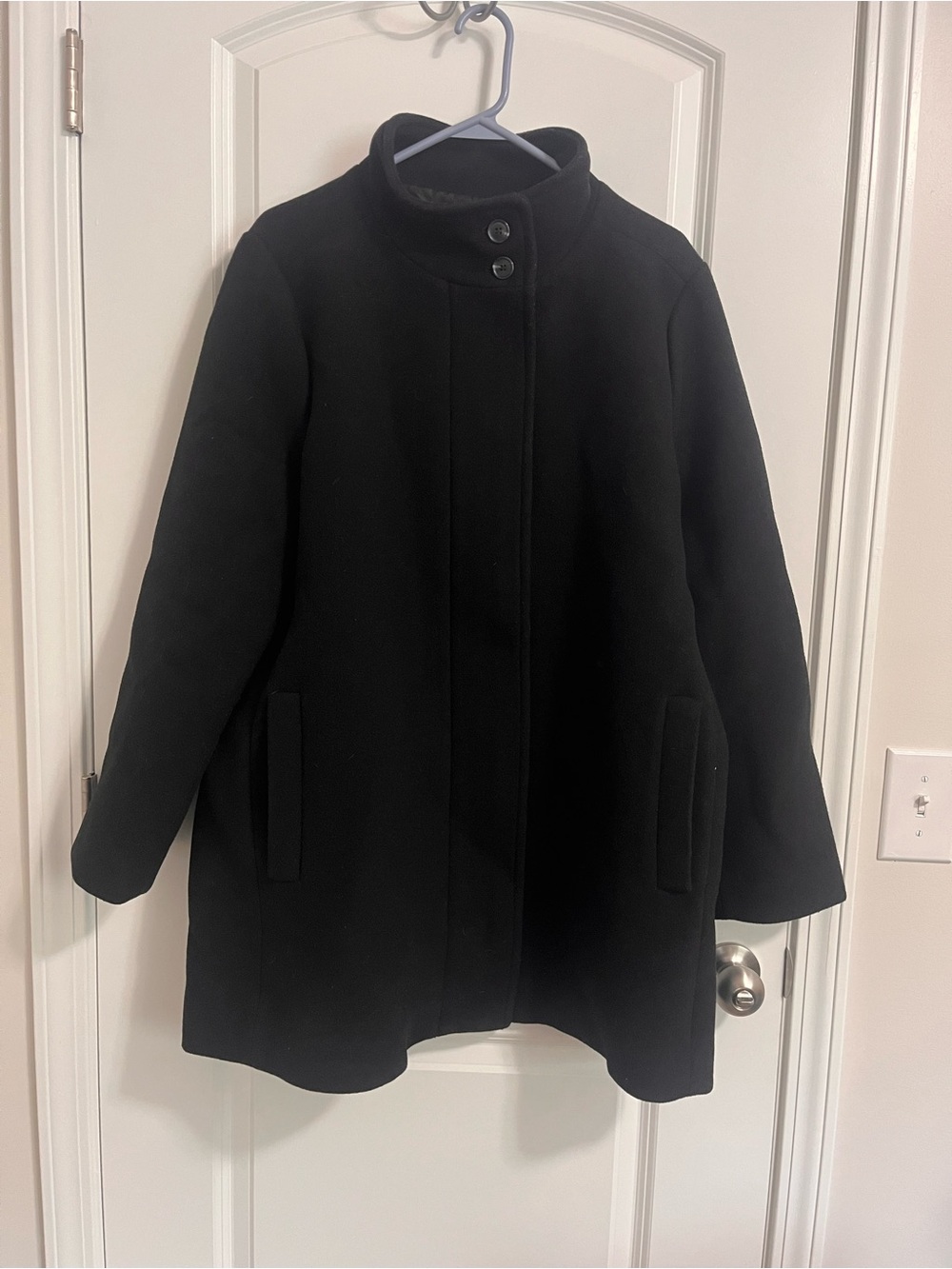 J. Crew Black Wool Stand-Collar Pea Coat